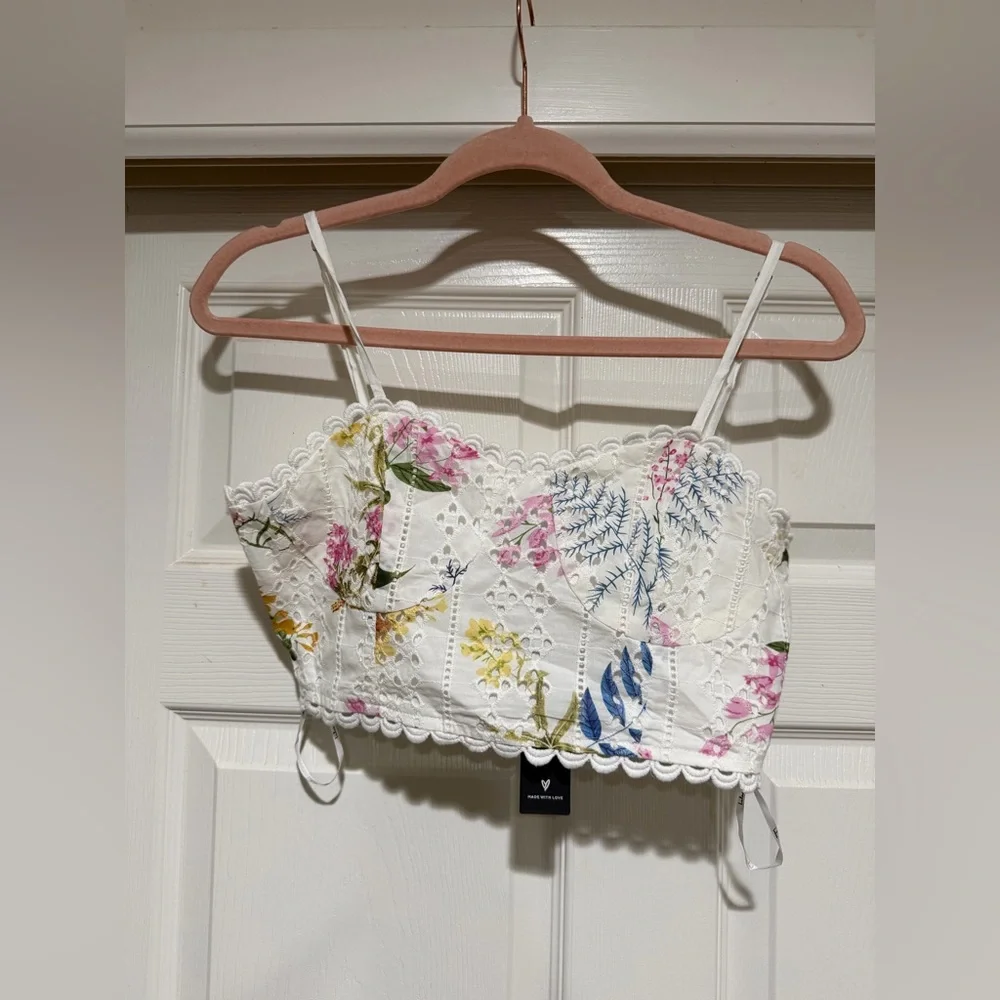 NWT Lulus Sweet At Heart White Floral Embroidered Two-Piece Midi Dress Small - Picture 5 of 16